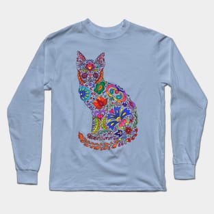 Flowery Cat Long Sleeve T-Shirt